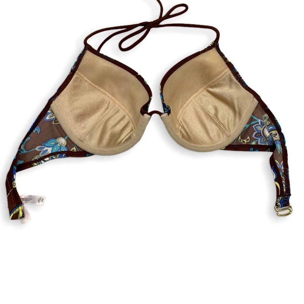 Victorias Secret Floral Bikini Top size 36C Brown Teal - Picture 3 of 5